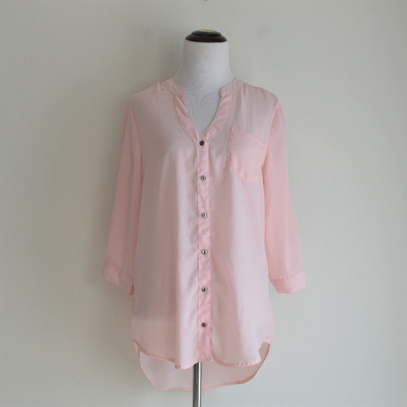 BONGO Tops - Bongo Pink Polka Dot Blouse